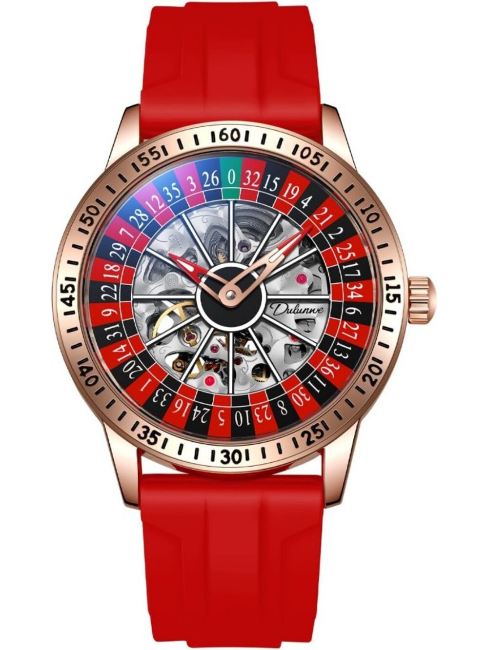 Stylish Men's Automatic Mechanical Watch with Roulette Wheel Dial Design